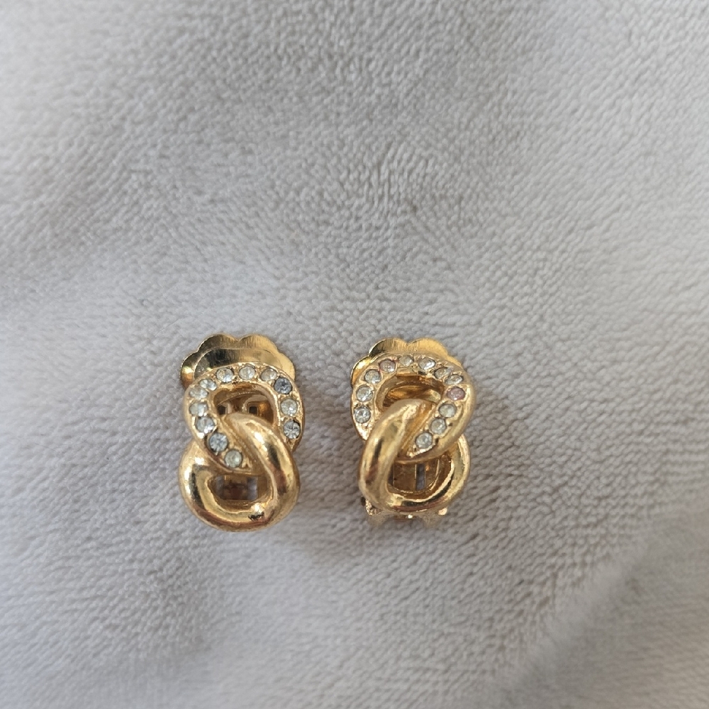 Dior Elegant Gold and Silver Knot Earrings